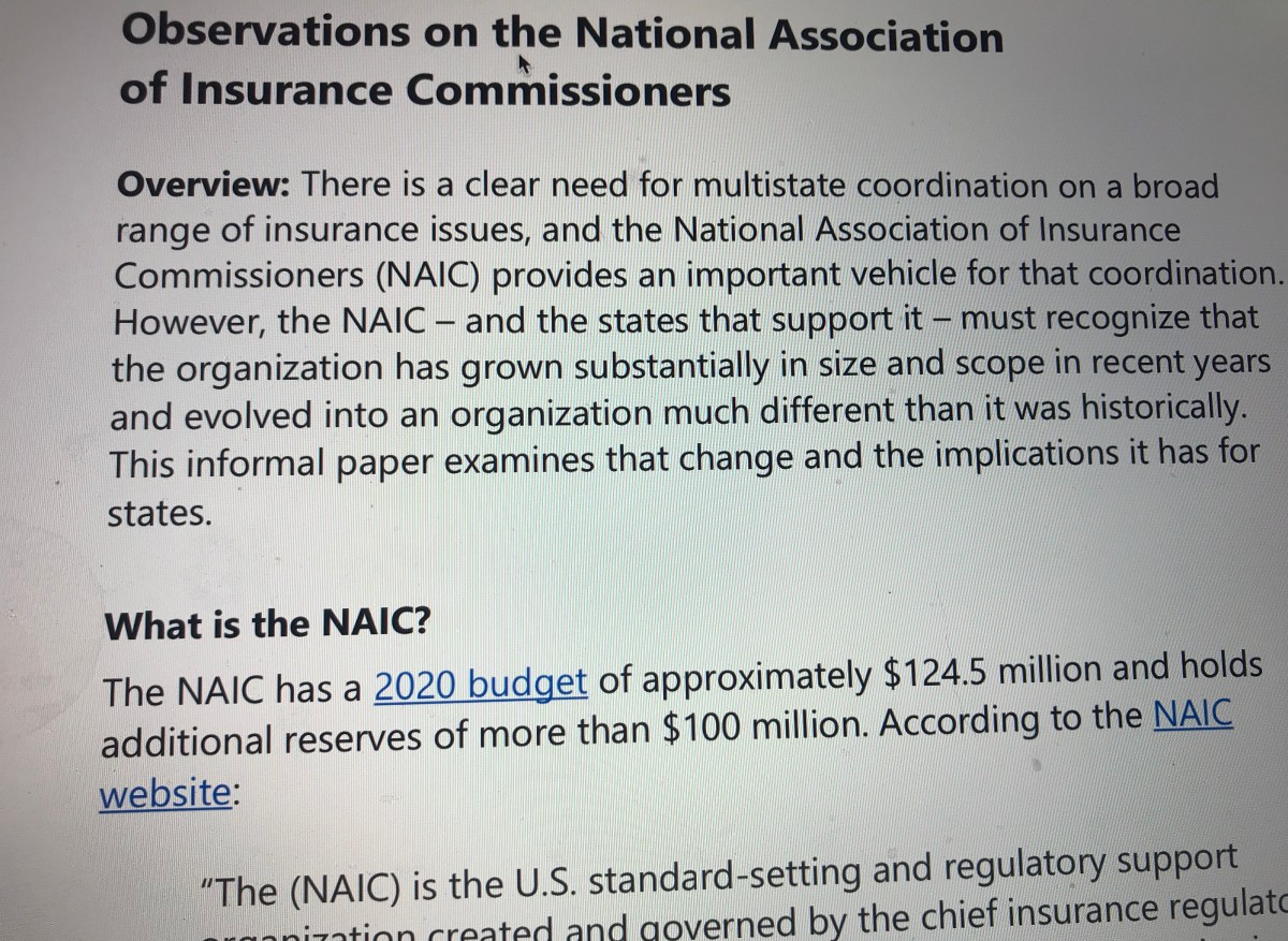 Outgoing Texas insurance commissioner NAIC must be accountable