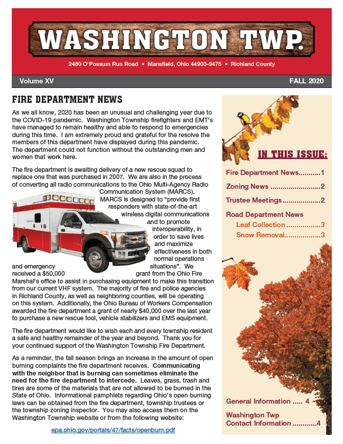 Zoning Map Washington Township Washington Township