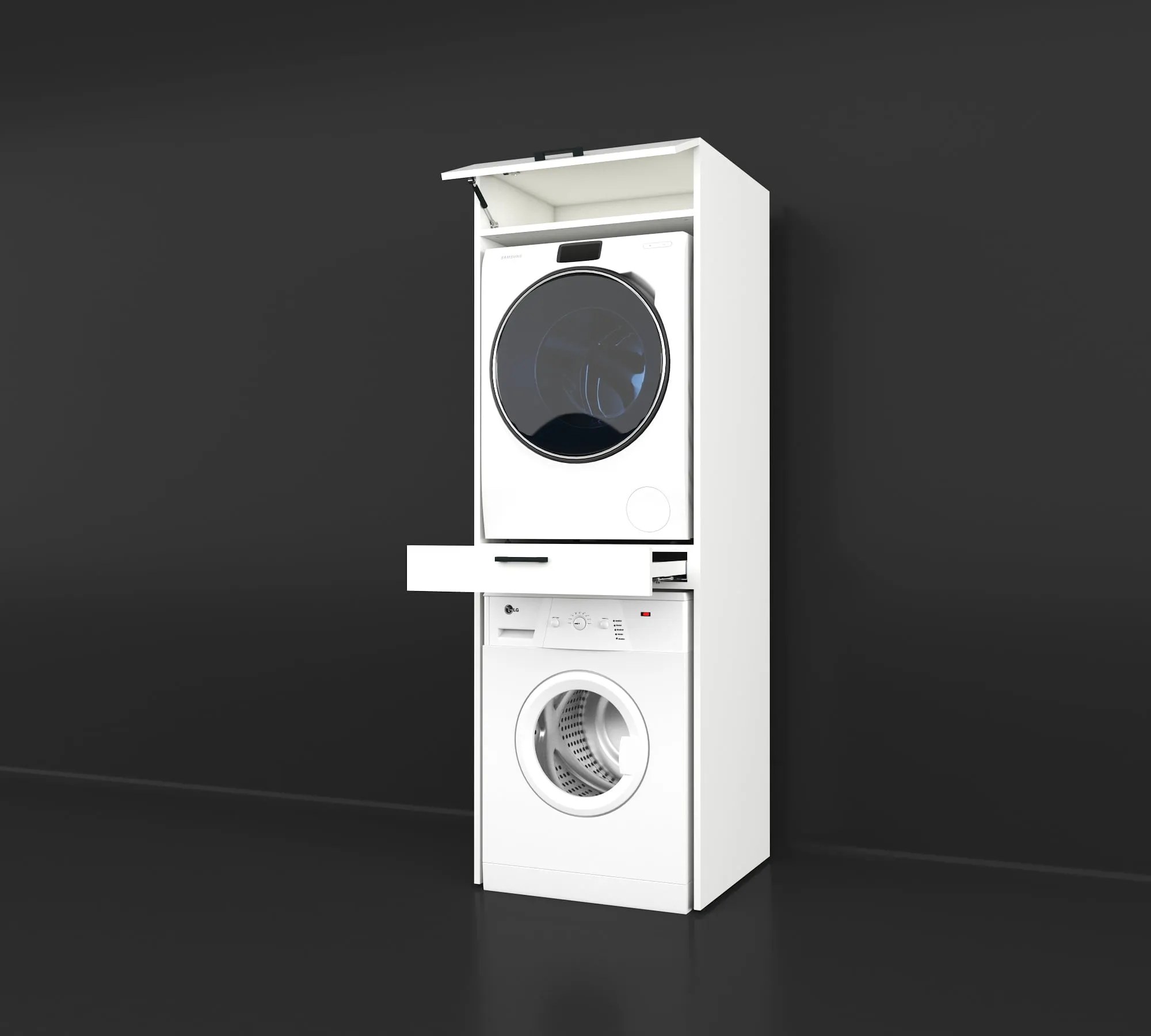 Droger Op Wasmachine Kast Classic Wit Shop Je Bij Wasombouw!