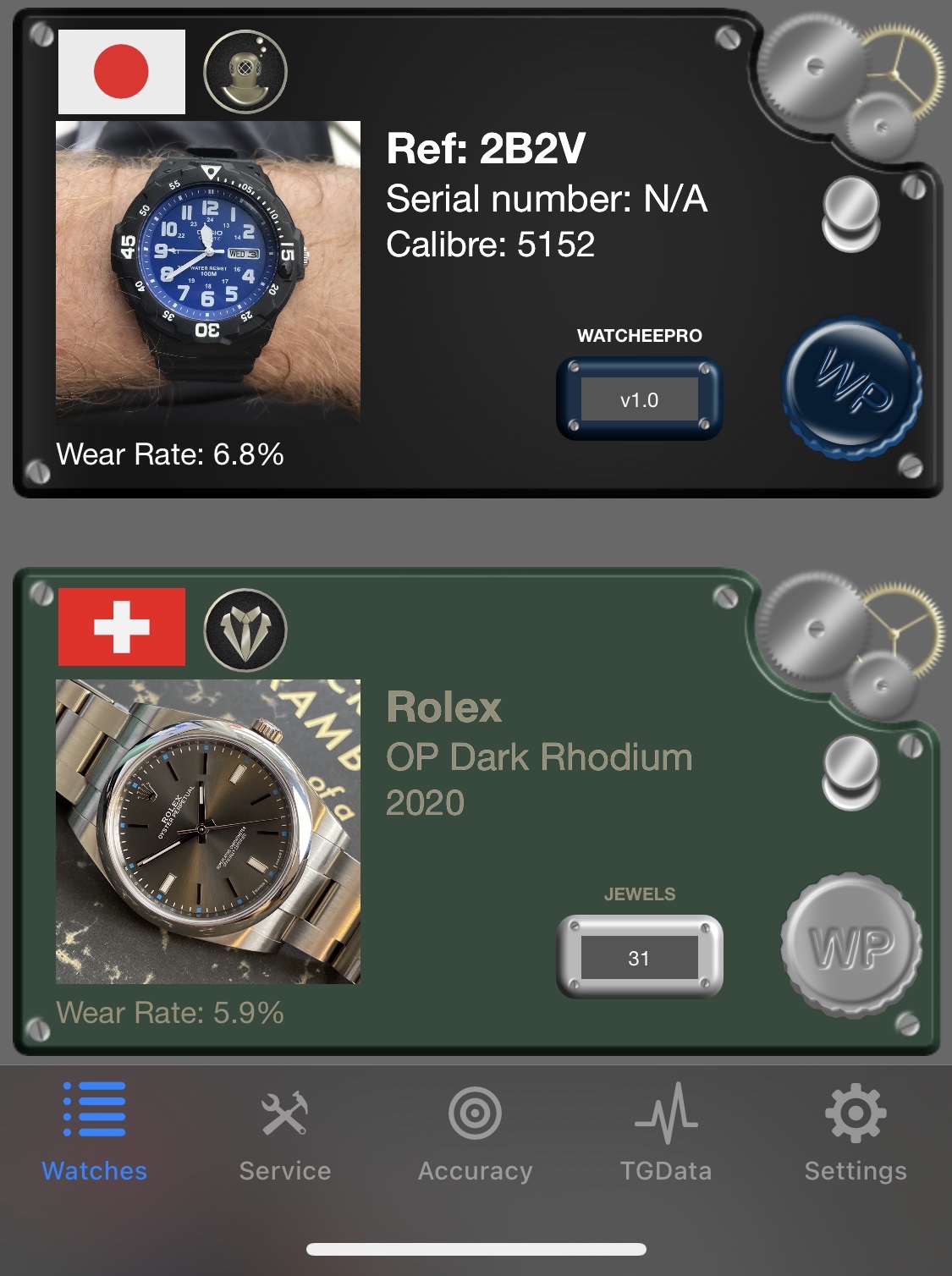 A Watch Collection App with Personality Watch Complications
