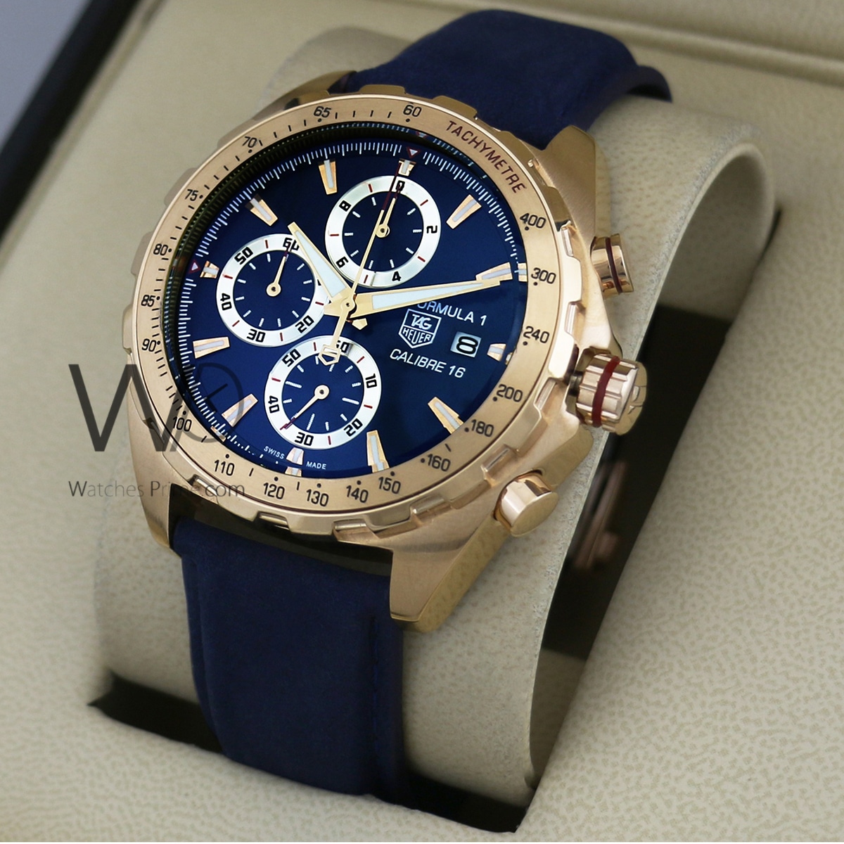 TAG HEUER FORMULA 1 CALIBRE 16 CHRONOGRAPH WATCH BLUE WITH SUEDE BLUE