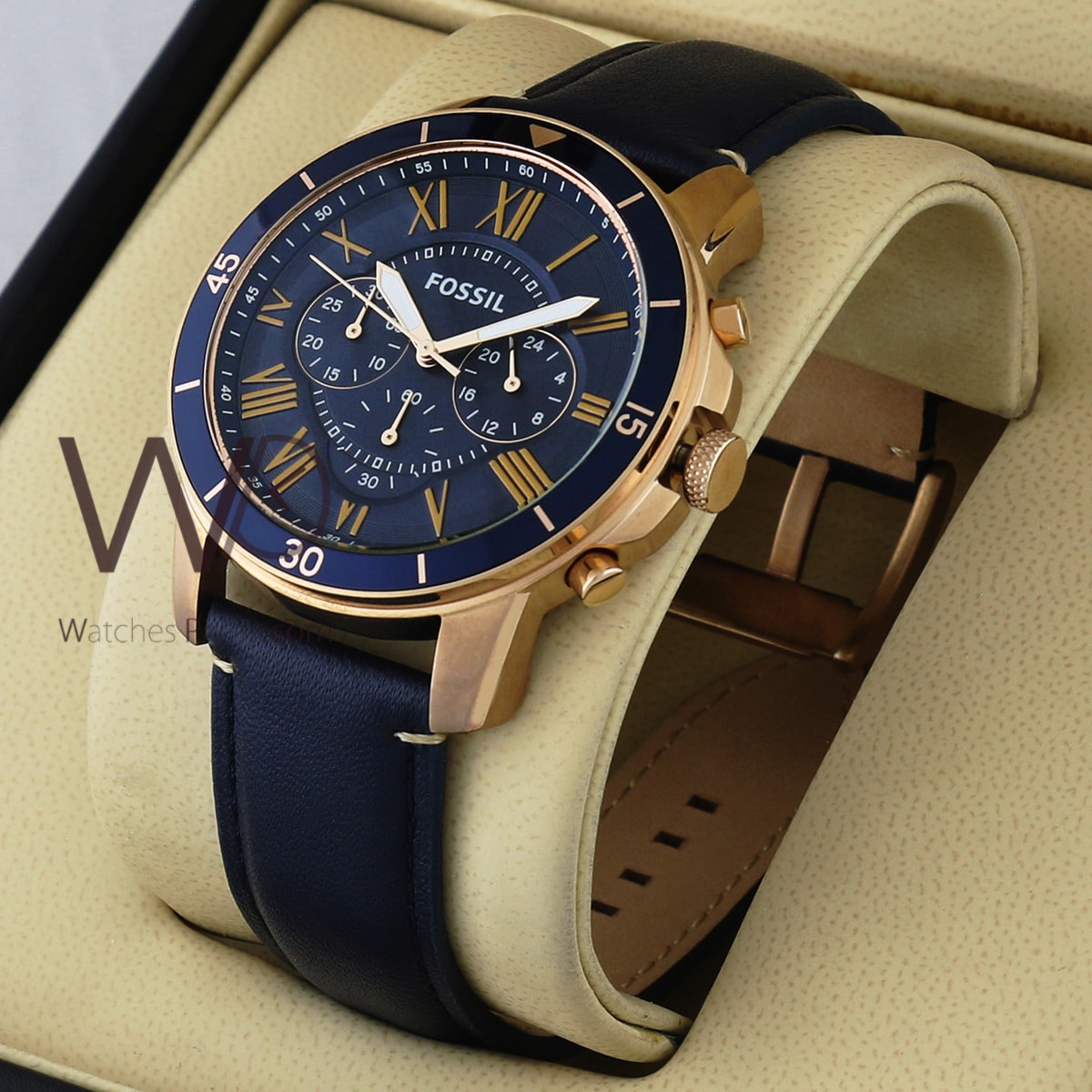 FOSSIL GRANT CHRONOGRAPH WATCH BLUE WITH LEATHER BLUE BELT Watches Prime