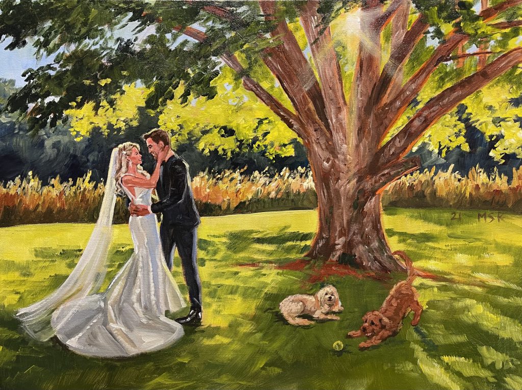 Ashley & Lee 18x24 inch Acrylic Live Wedding Painting Maggie Smith Kuhn