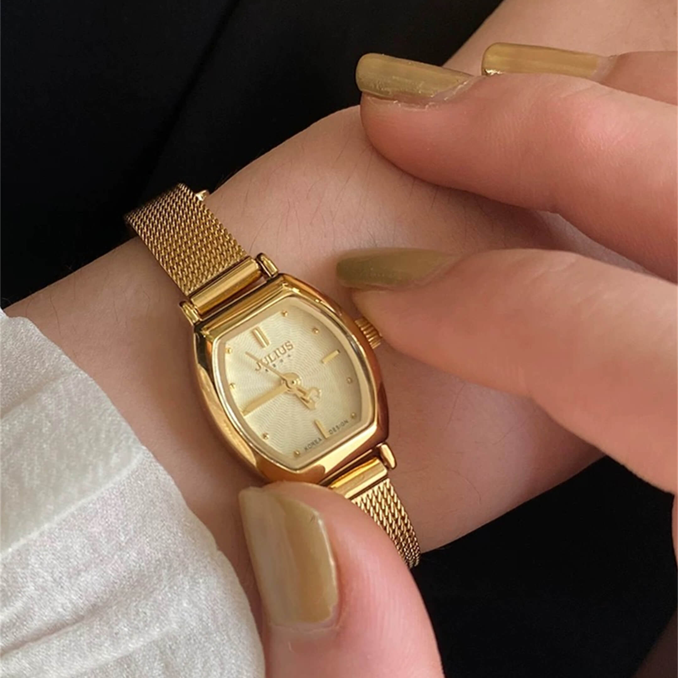 Womens Vintage Gold/Silver Small Face Mesh Watch WatchwithSunDainty