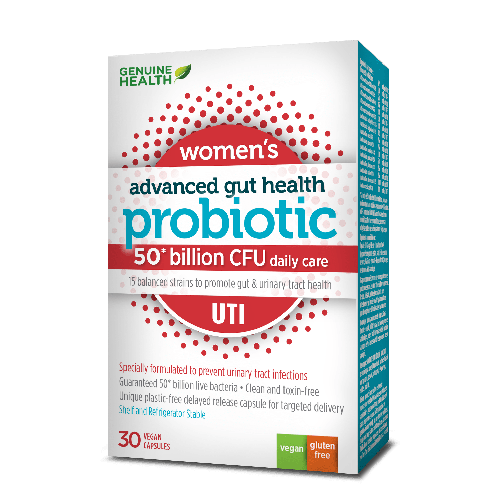 Genuine Health Advanced Gut Health Probiotic Women's UTI 50 Billion CFU The Water Bug Health