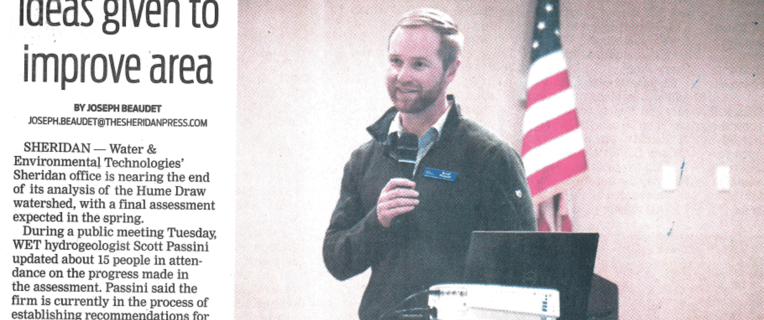 WET WORKS ON FOR SHERIDAN, WY HUME DRAW Water