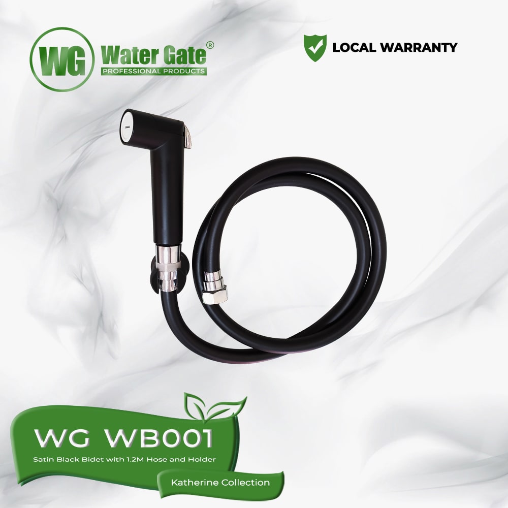 Water Gate WG WB001 | Satin Black Bidet with 1.2M Hose and Holder