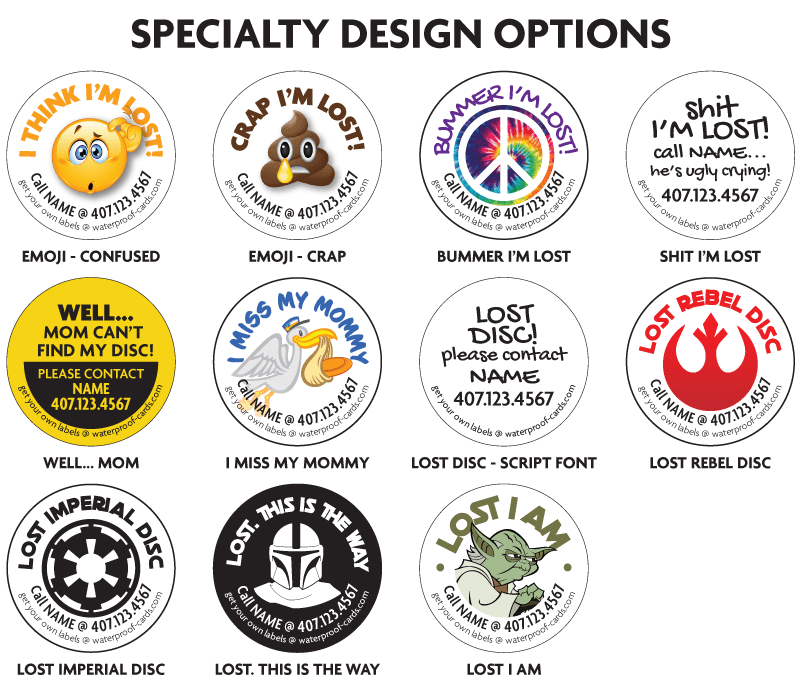 LOST DISC GOLF LABELS Waterproof Printing