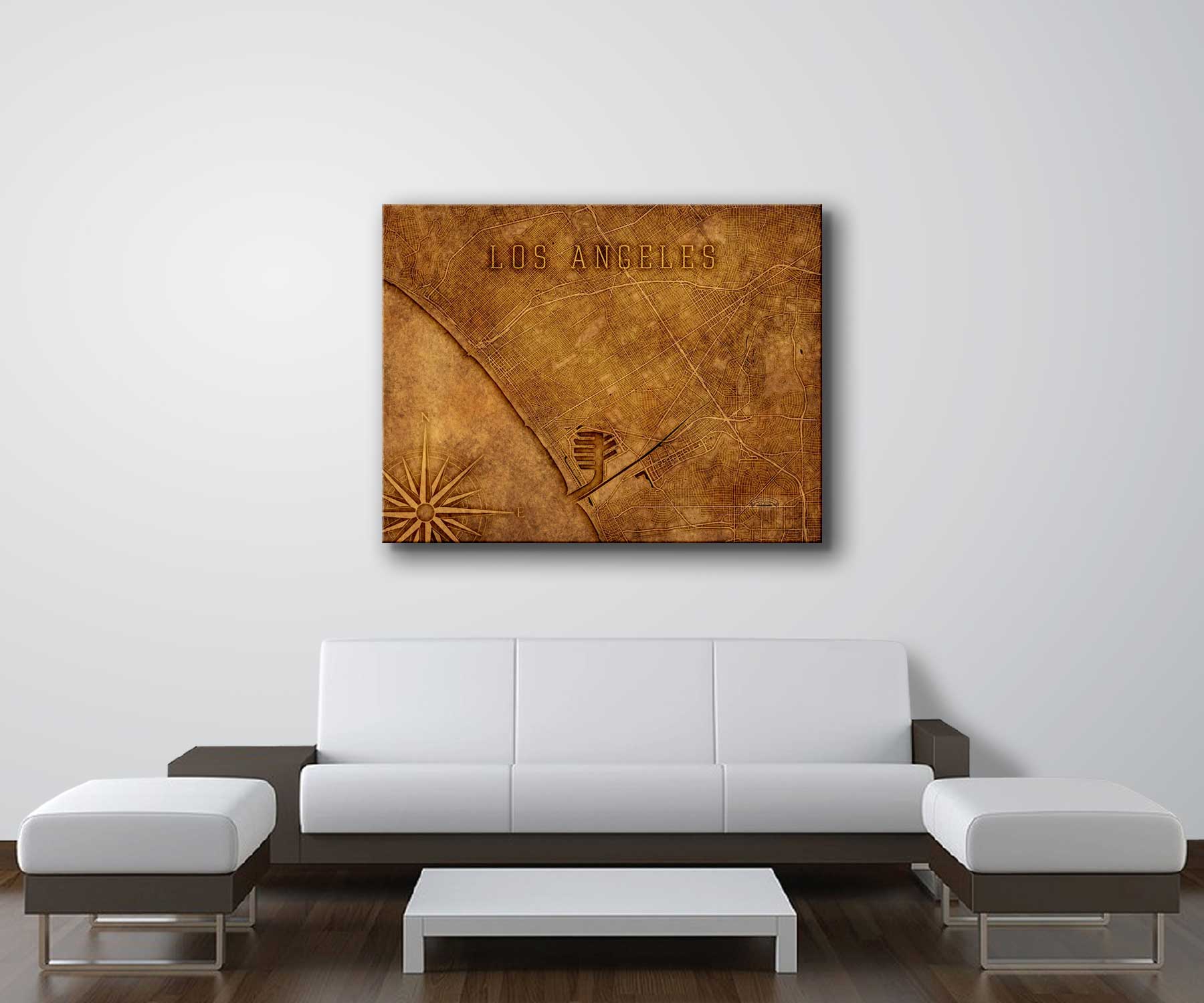 Los Angeles Wrapped Canvas Map Art Waterproof Charts