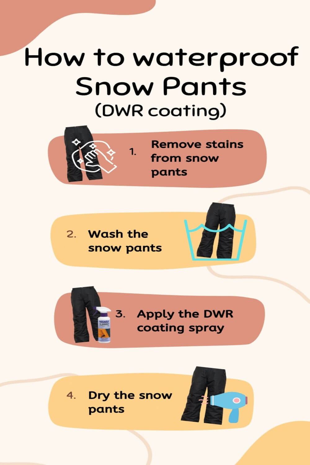 Waterproof Snow Pants [Washing & DWR Coating Techniques]