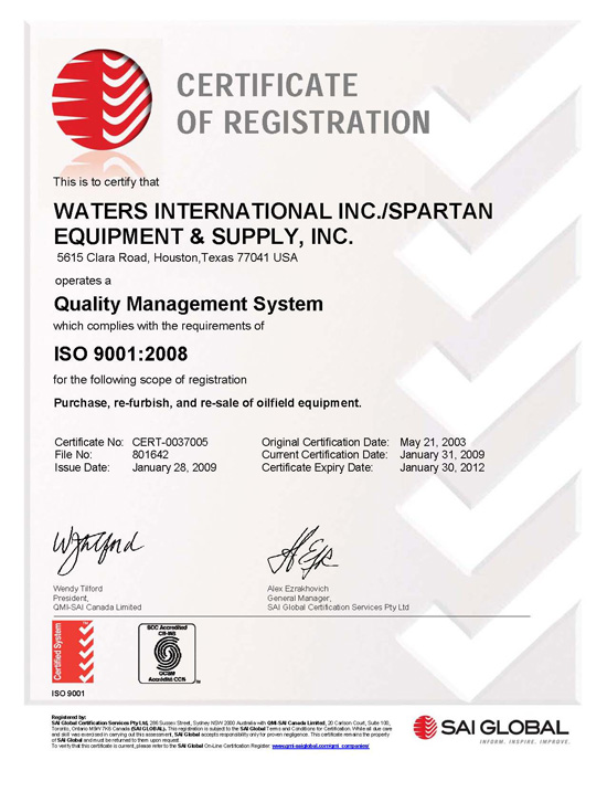 Quality Certification Waters International Inc.