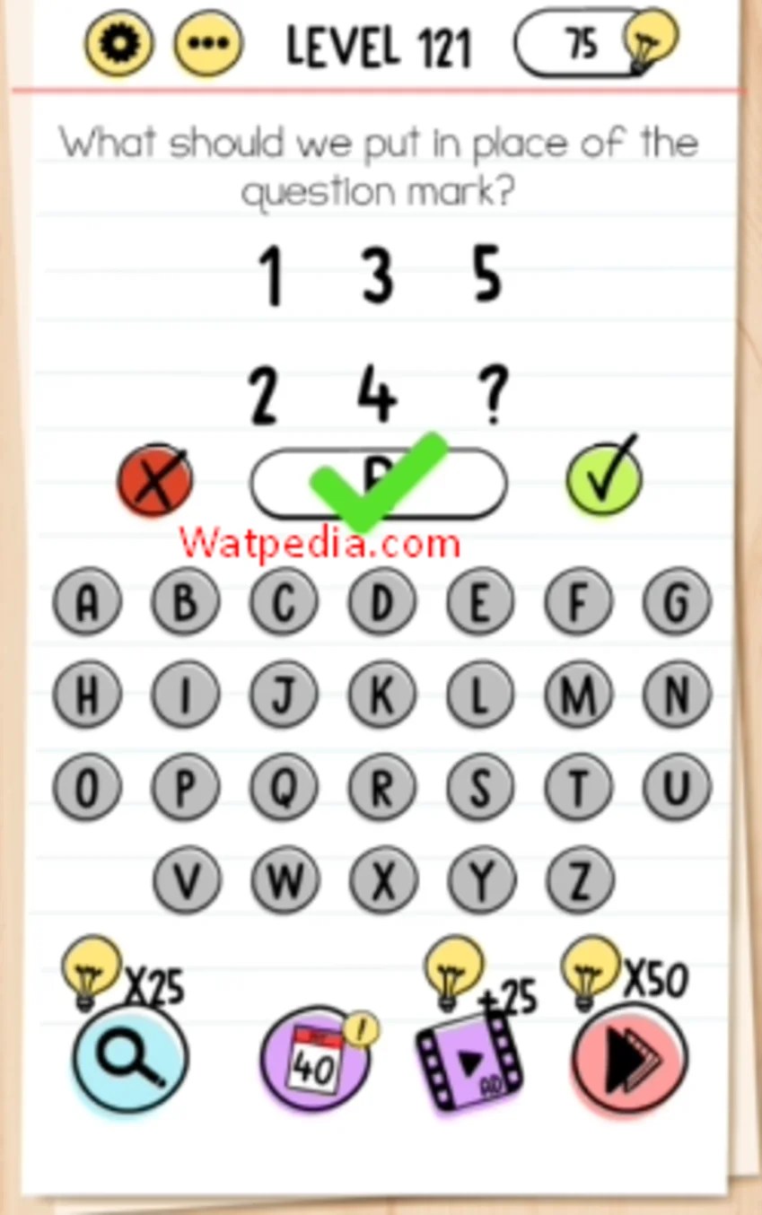 Brain Test Level 121 What should we put in place of the question mark
