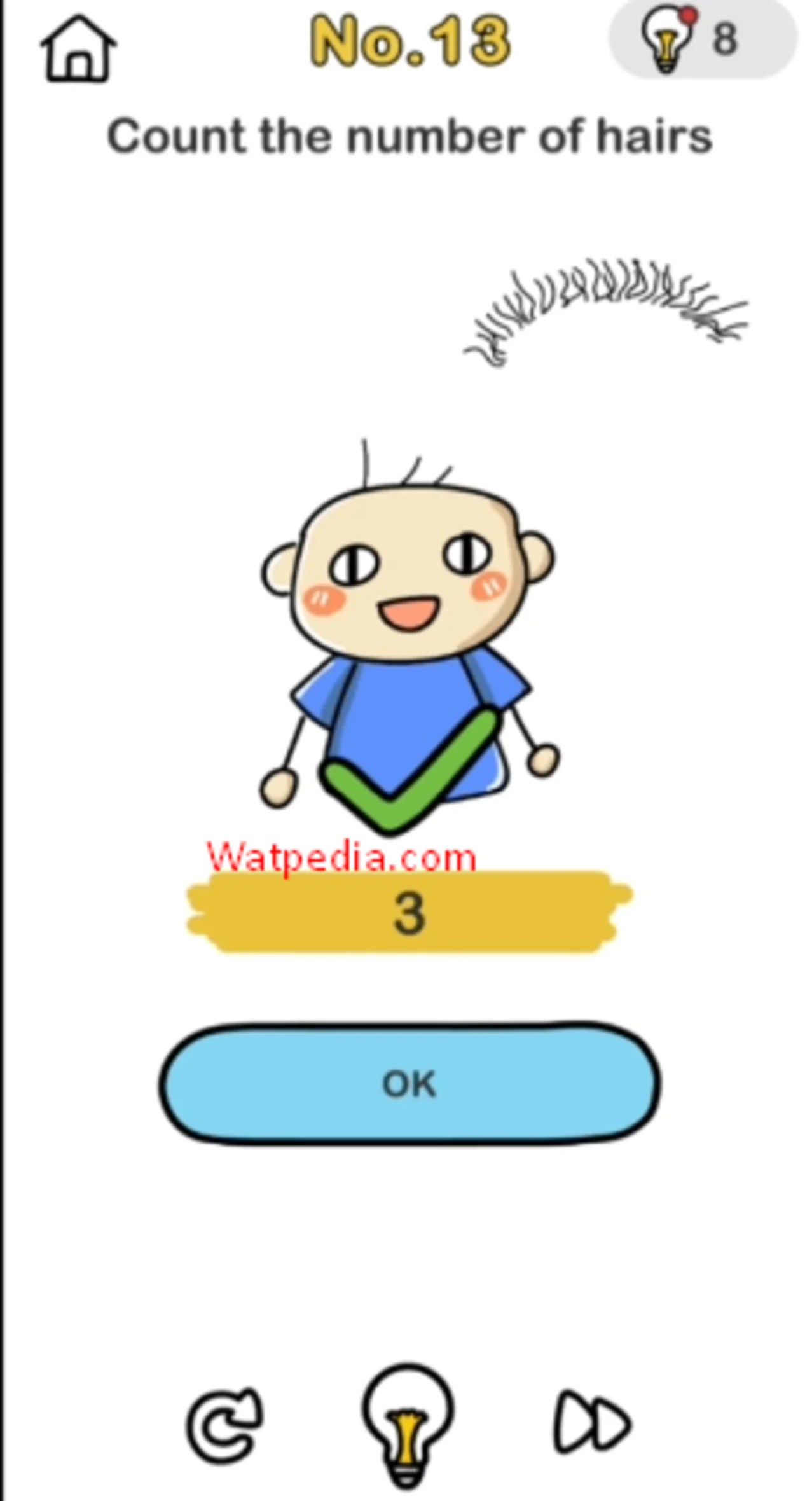 BRAIN OUT Level 13 COUNT THE NUMBER OF HAIRS ️ ️ ️