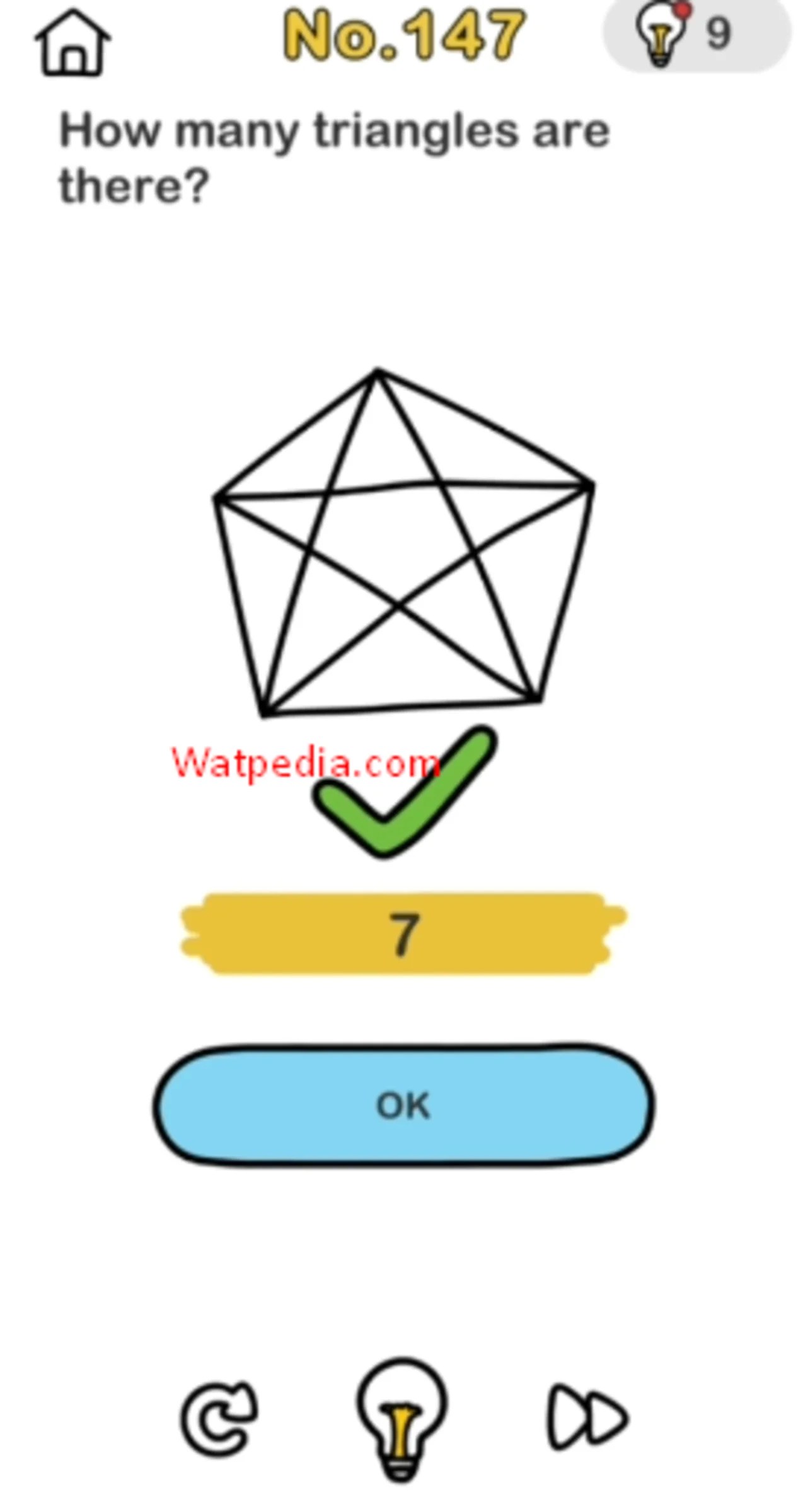 BRAIN OUT Level 147 HOW MANY TRIANGLES ARE THERE