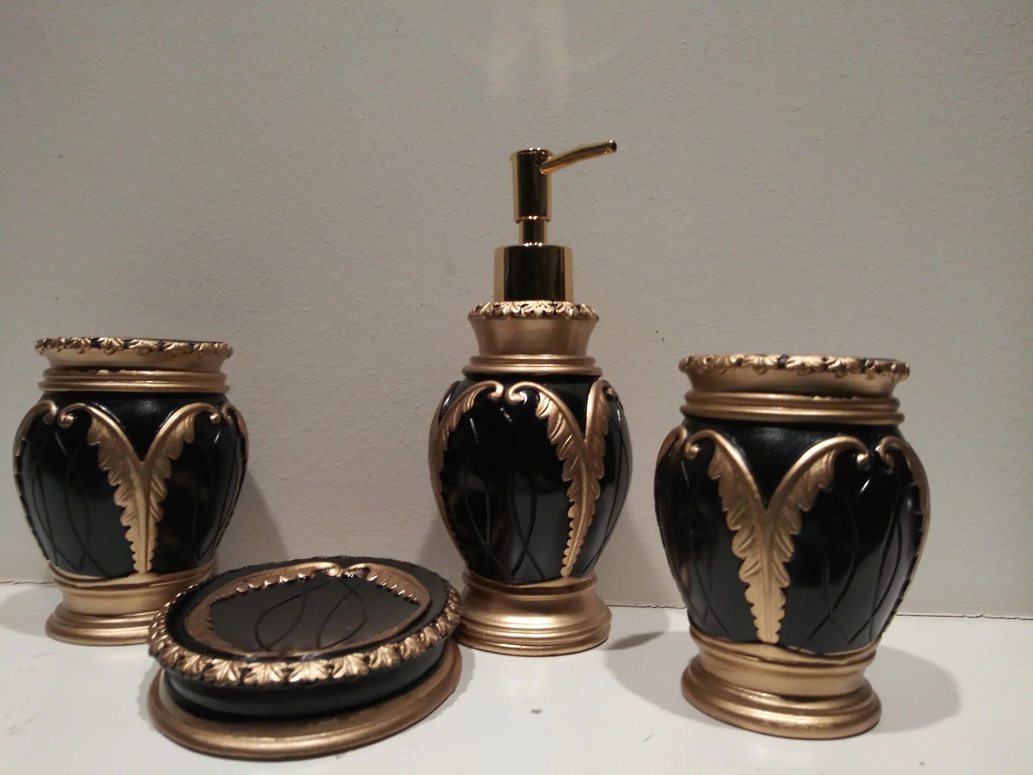 Black and Gold Bathroom Accessory Set Heavenly Designs Watson