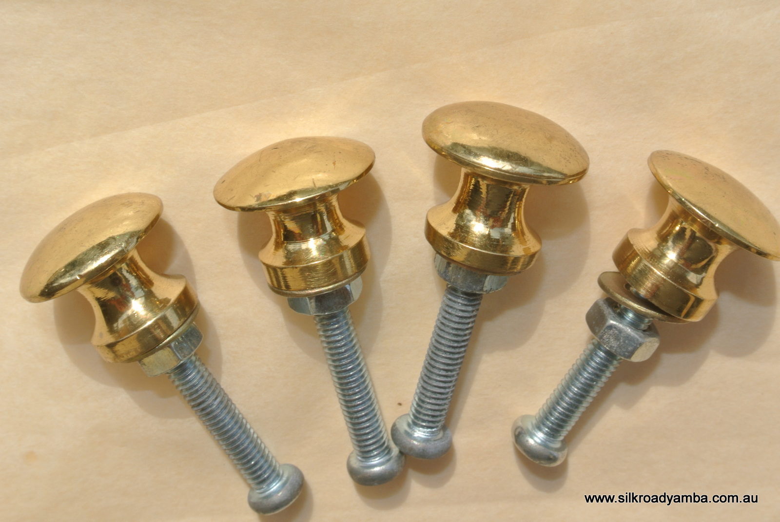 10 very TINY bolt fixing KNOBS pulls handles antique solid heavy brass