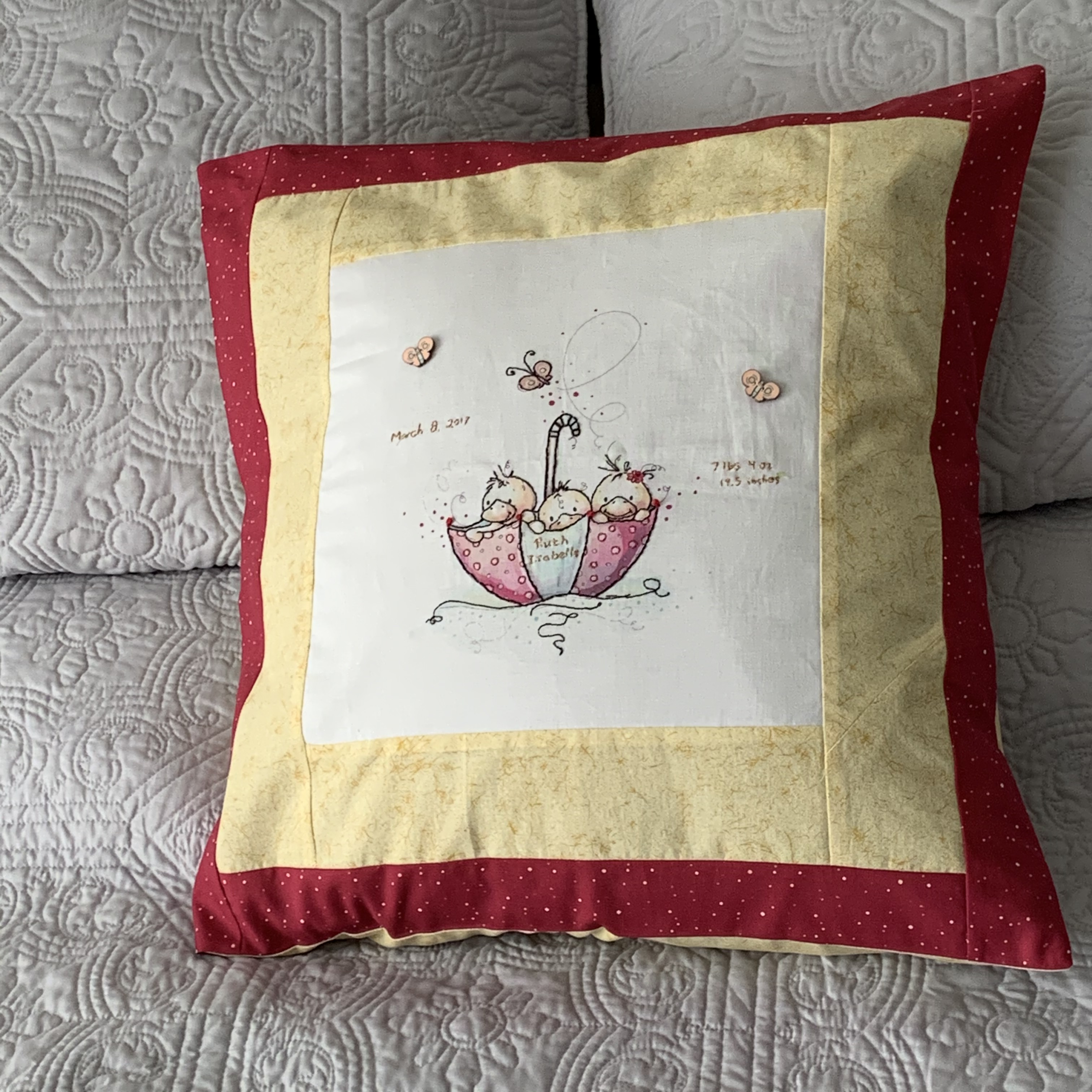 Embroidered Baby Announcement Pillow Watterson's