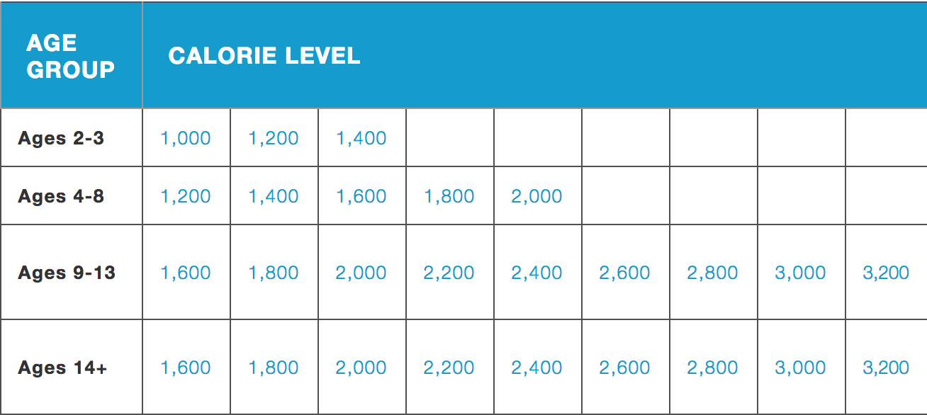 Daily Calorie Checklist Wavecrest Cafe Vista USD Nutrition