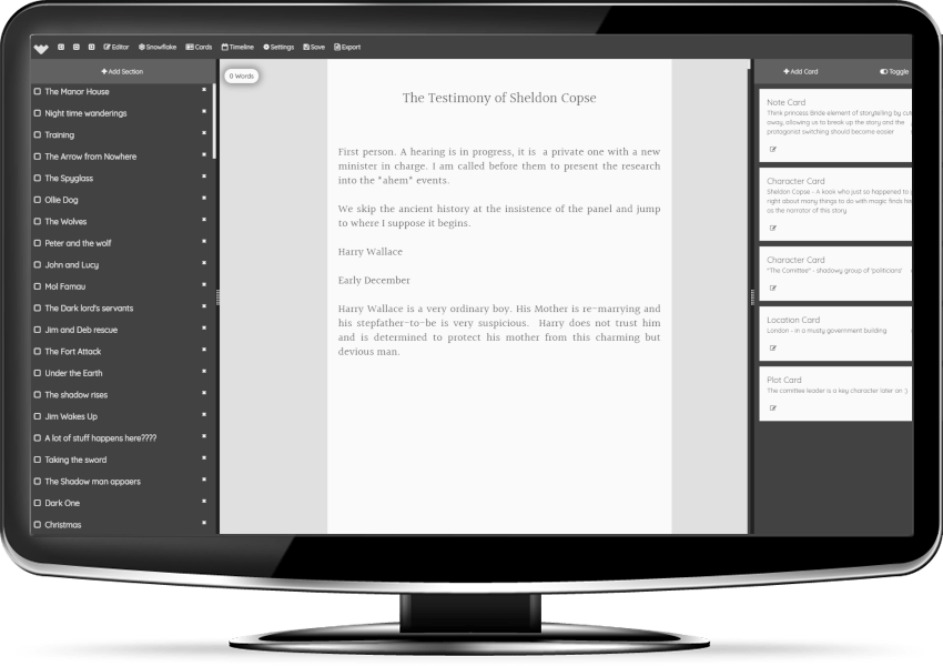 Novel writing software bibisco