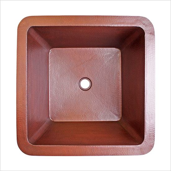 Linkasink Bathroom Sinks Copper C005 WC Small Square Copper Bath Sink 16 x 16 x 8 with 1.5