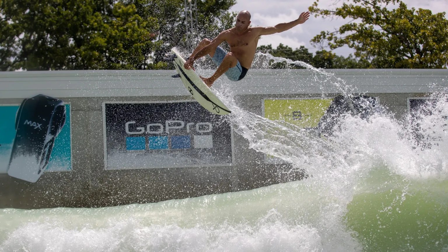 Sharing the stoke with Kelly Slater at the BSR Surf Ranch in Waco