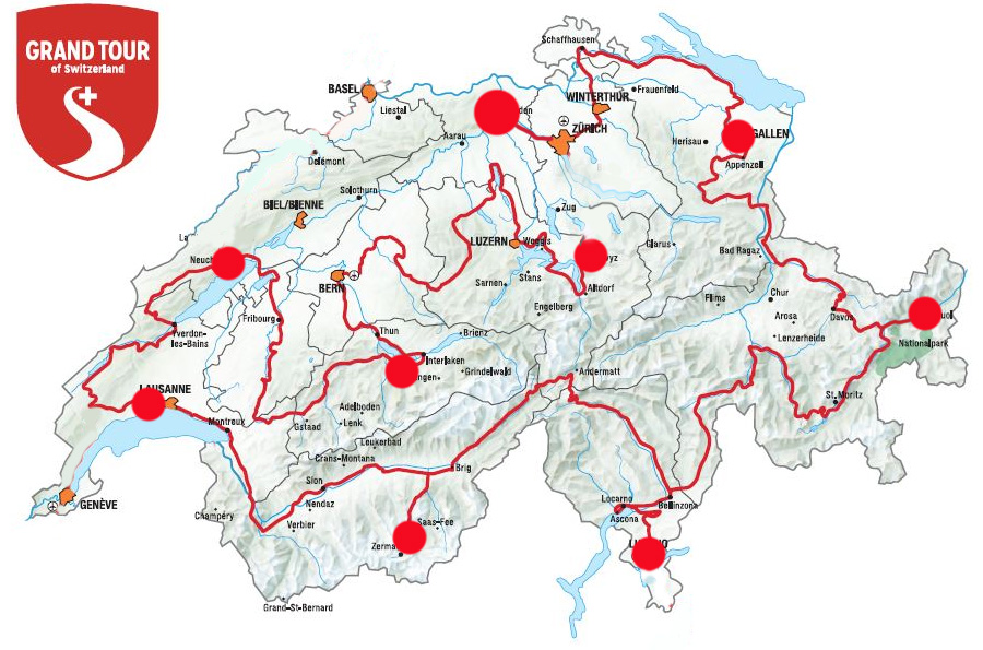 Carte Grand Tour De Suisse Grand Tour Switzerland Karte