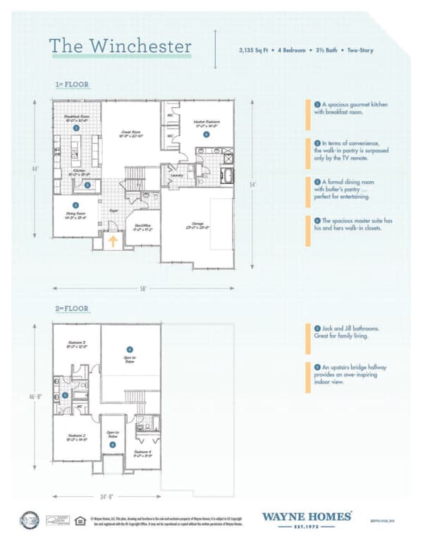 Winchester Floor Plan TwoStory Master Down Home Wayne Homes
