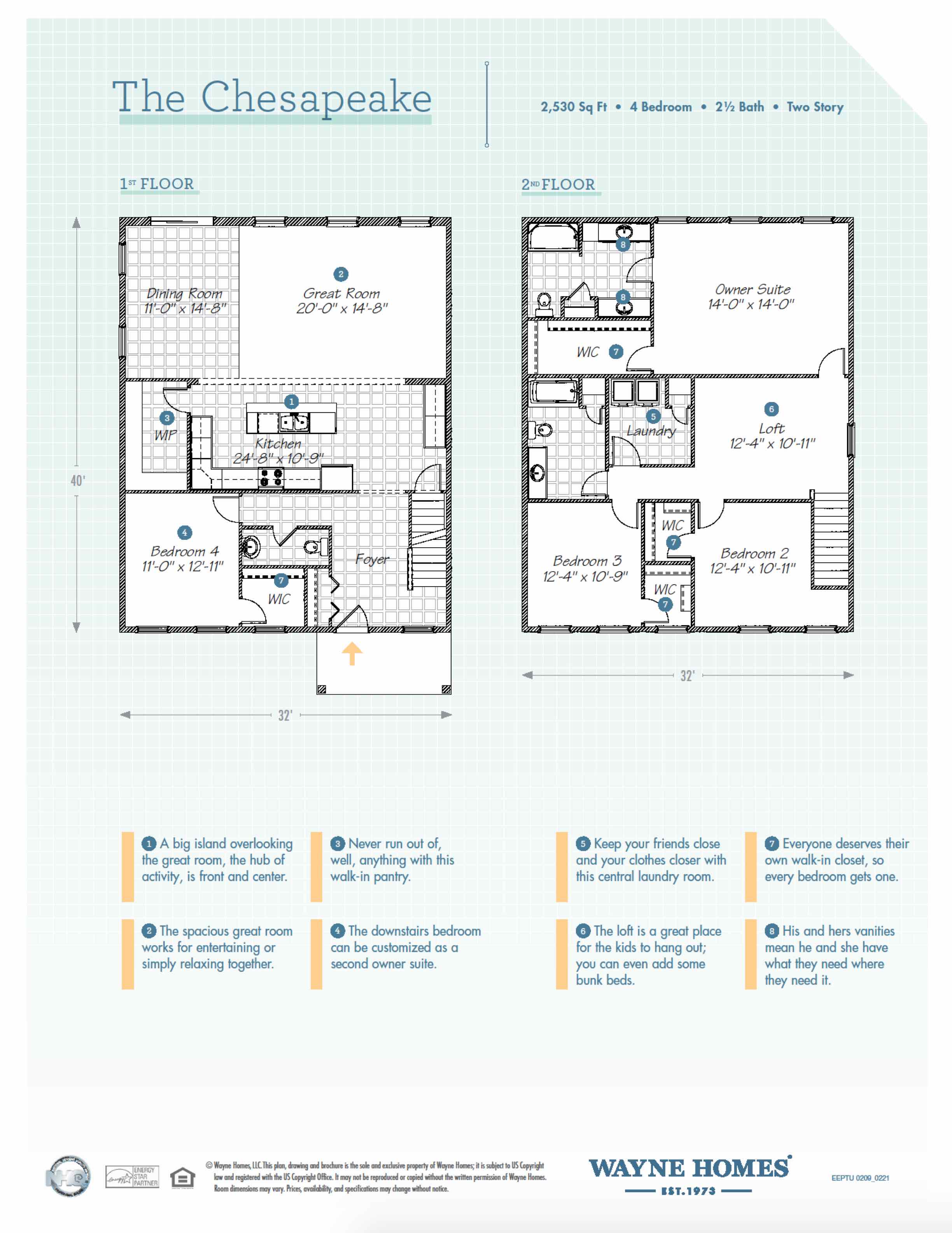 The Chesapeake TwoStory Floor Plan Wayne Homes