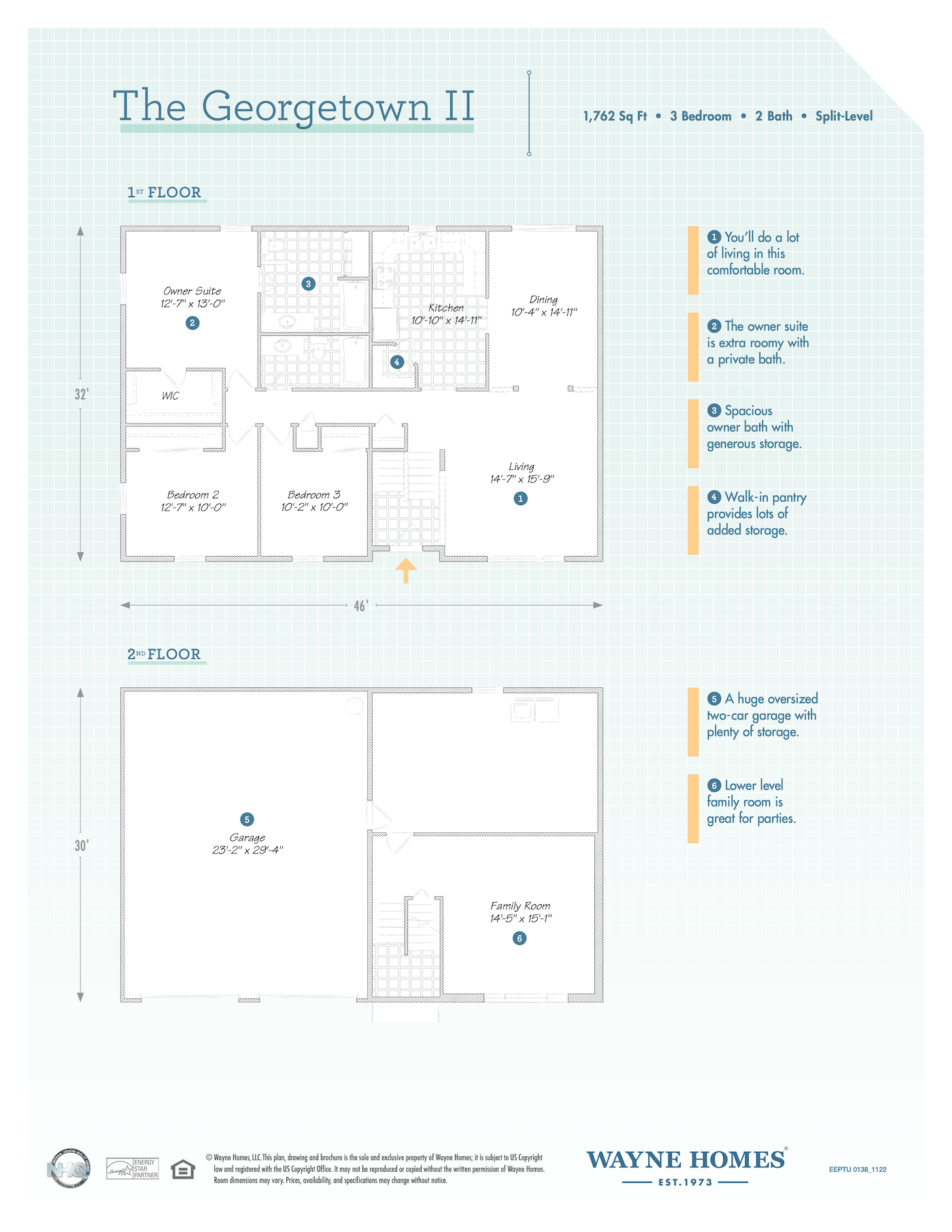II Floor Plan SplitLevel Custom Home Wayne Homes