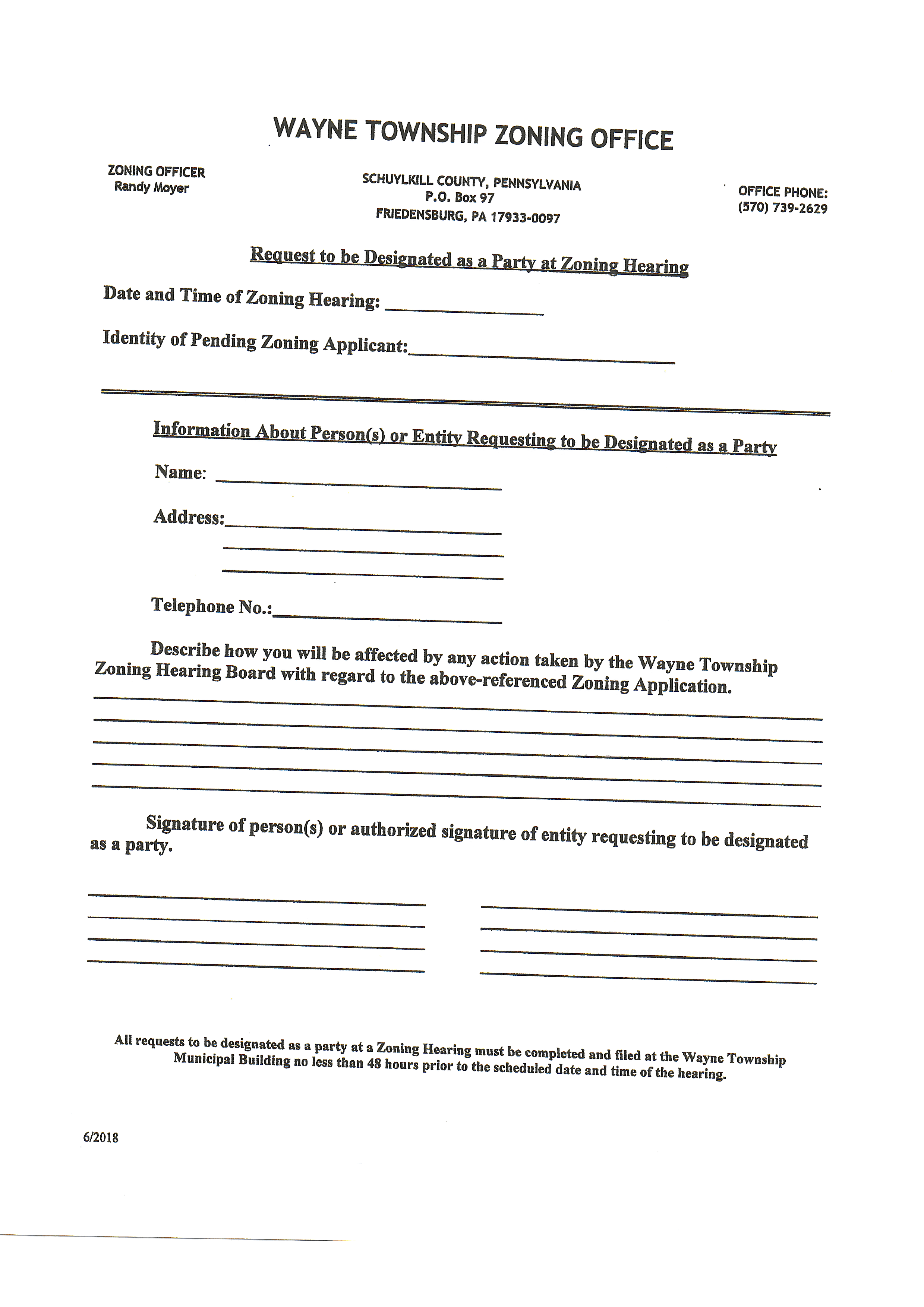 Zoning Hearing Board Wayne TownshipWayne Township