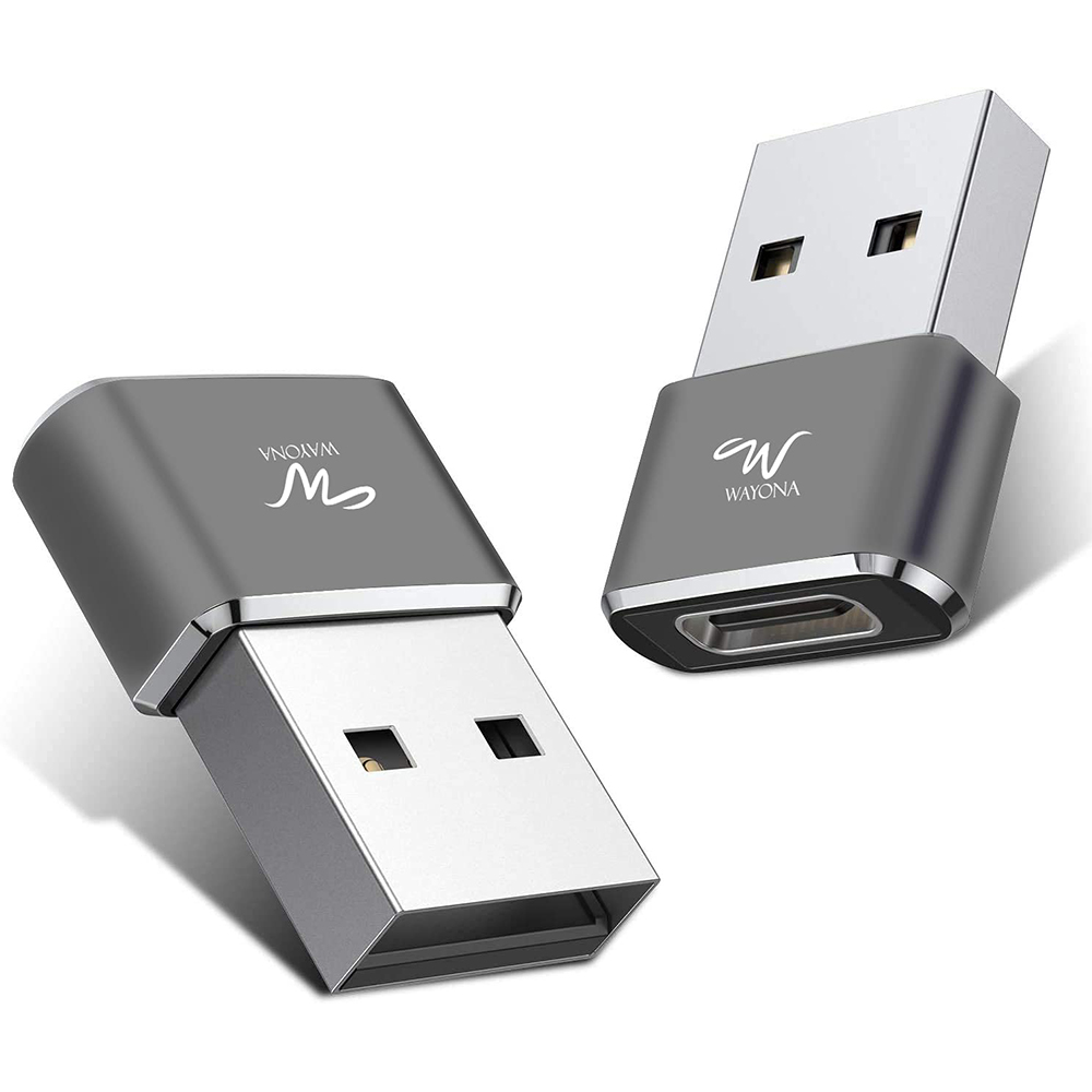 Wayona USB C Female to USB A Converter Adapter (Pack of 2, Grey