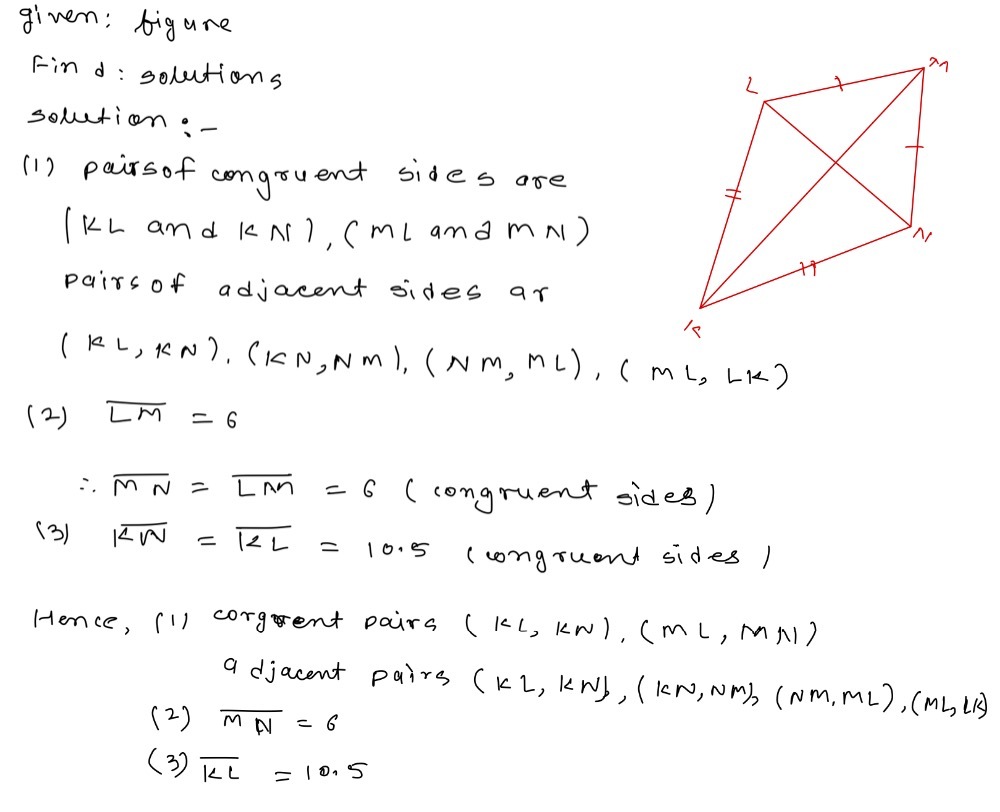 C. Consider kite KLMN on the right. Write your an Gauthmath