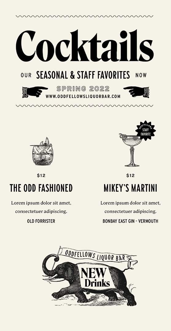 Oddfellows Liquor Bar Bar Rebrand W.Bradford