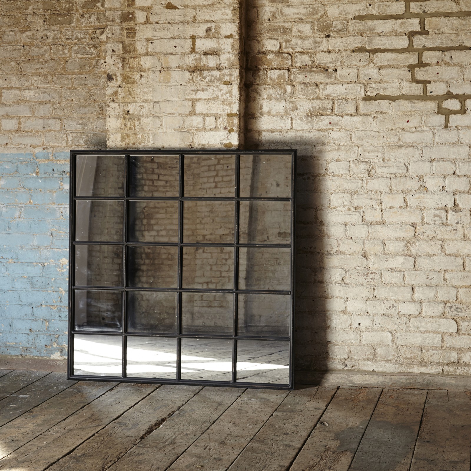 NO7012INDUSTRIAL BLACK METAL WINDOW MIRROR LARGE WBR Interiors