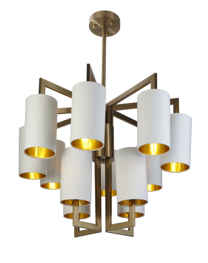 Brushed Gold 8+4 Chandelier with Opal Shades WBR Interiors