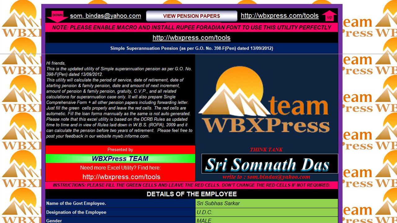 Simple Superannuation Pension in Excel WBXPress