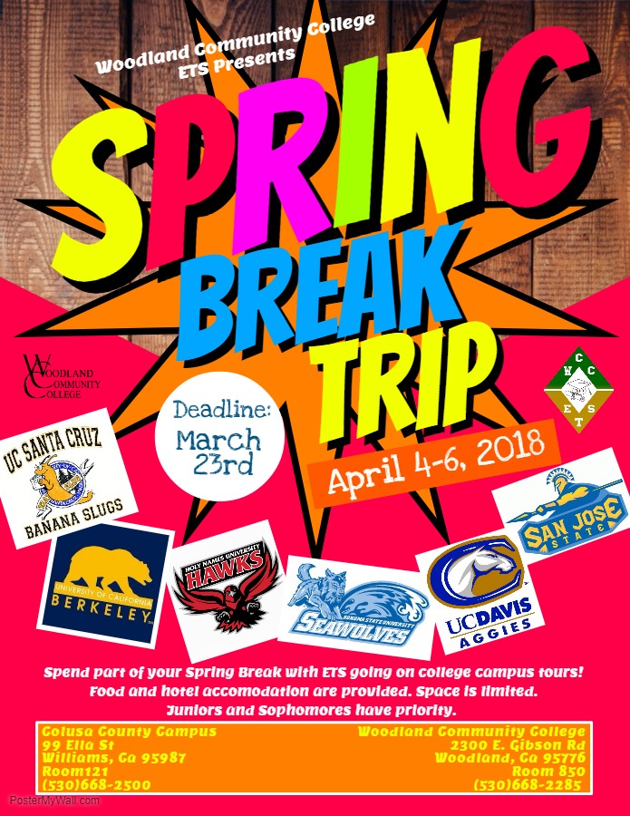college spring break 2023 dates Spring Break Flyer Woodland Community College