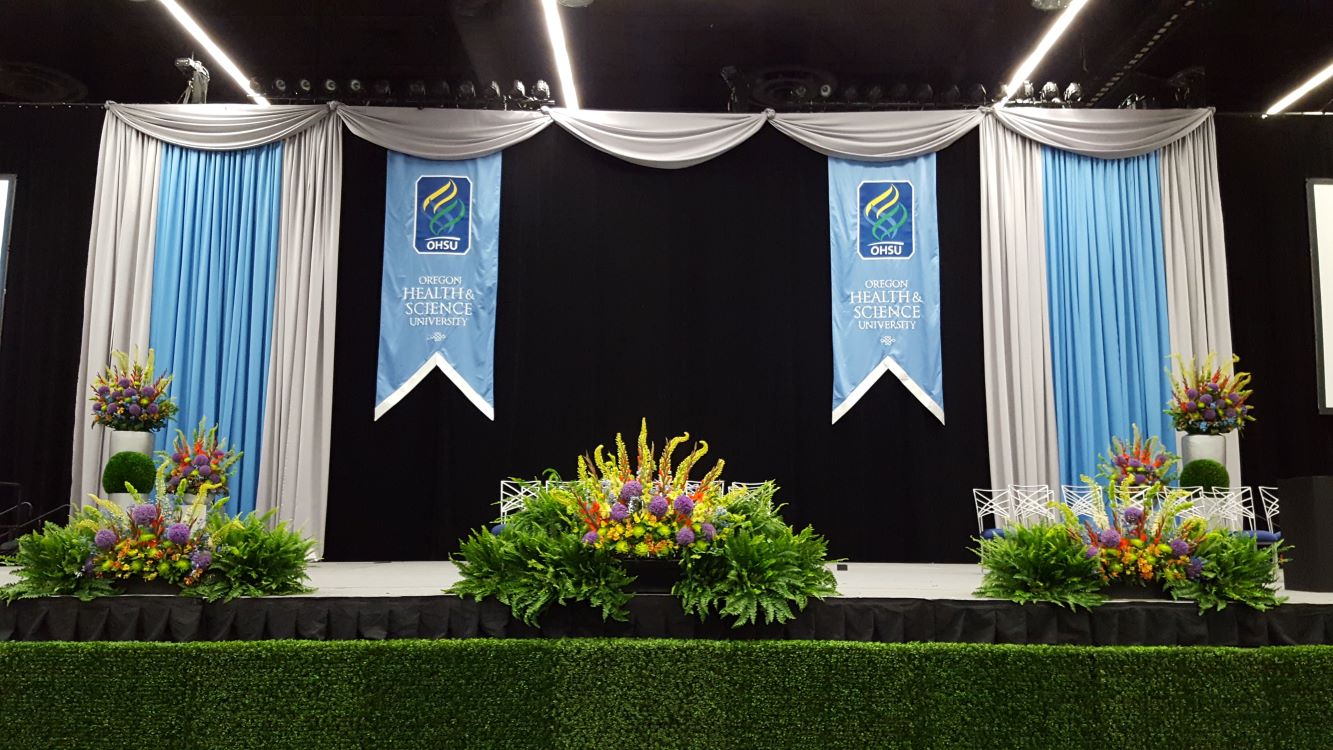 Stage Decoration With Flowers For Graduation