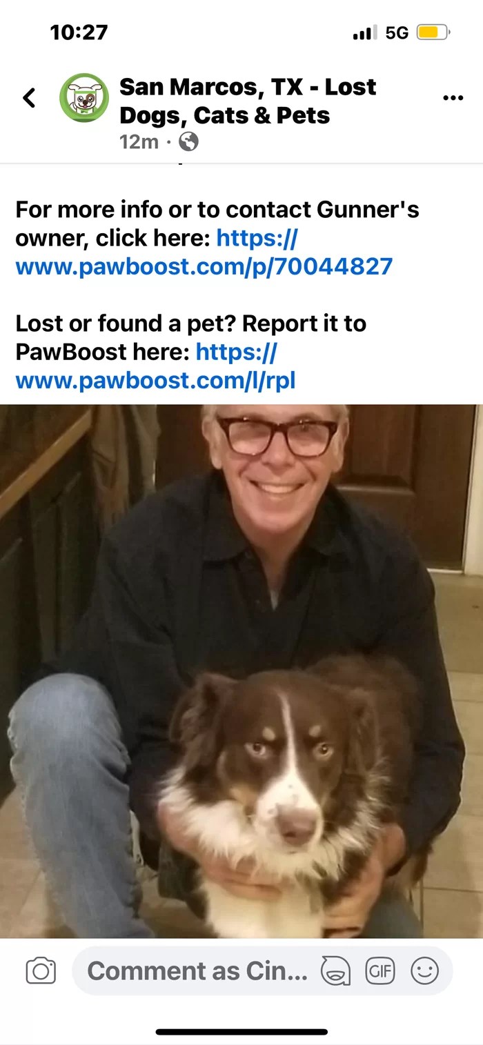 Gunner is lost! Willow Creek HOA