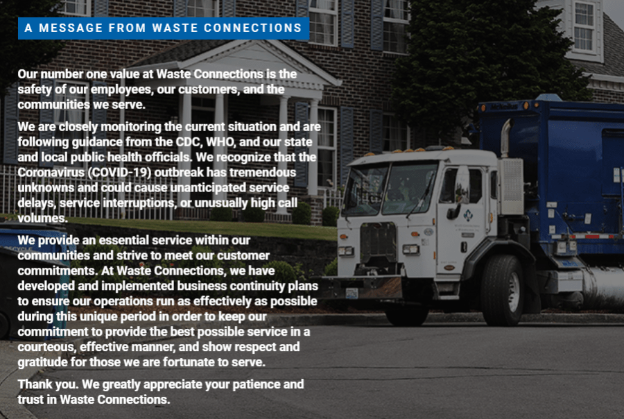 Waste Connections of Washington, Inc. Waste collection, transfer