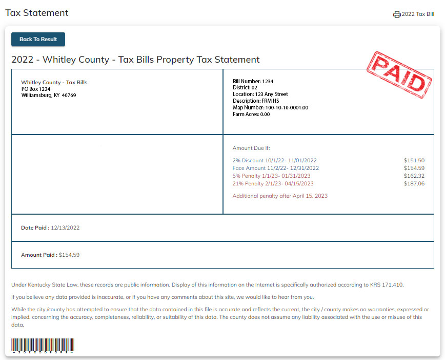 Taxes Whitley County Sheriff Department
