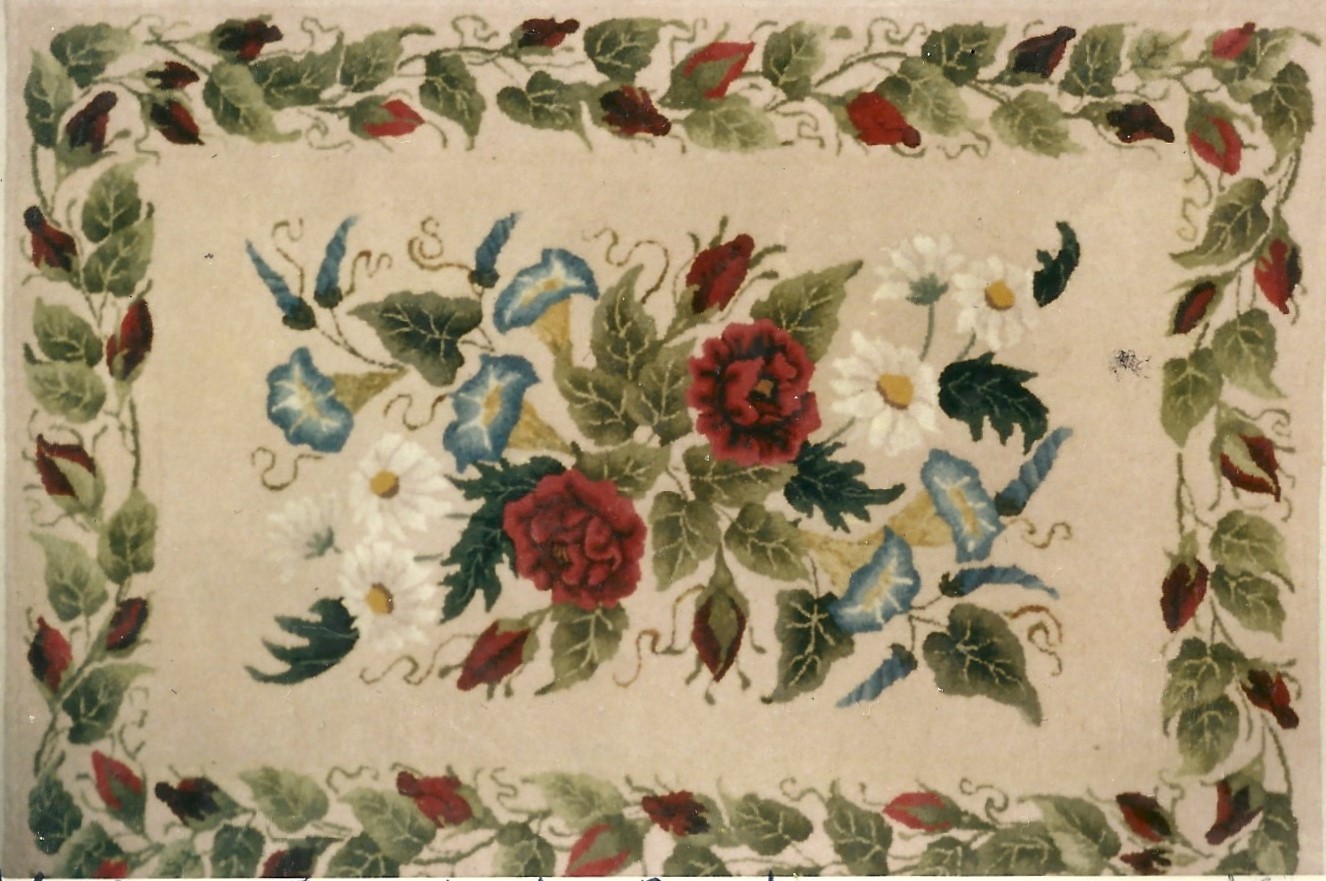Rosebud Border OSV 618 Pearl McGown Pattern 32″ x 46″ W. Cushing & Co