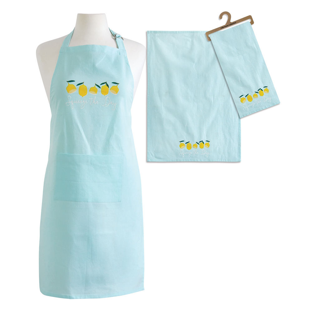 Apron Set with A Lemon Tea Towel W. Cushing & Co