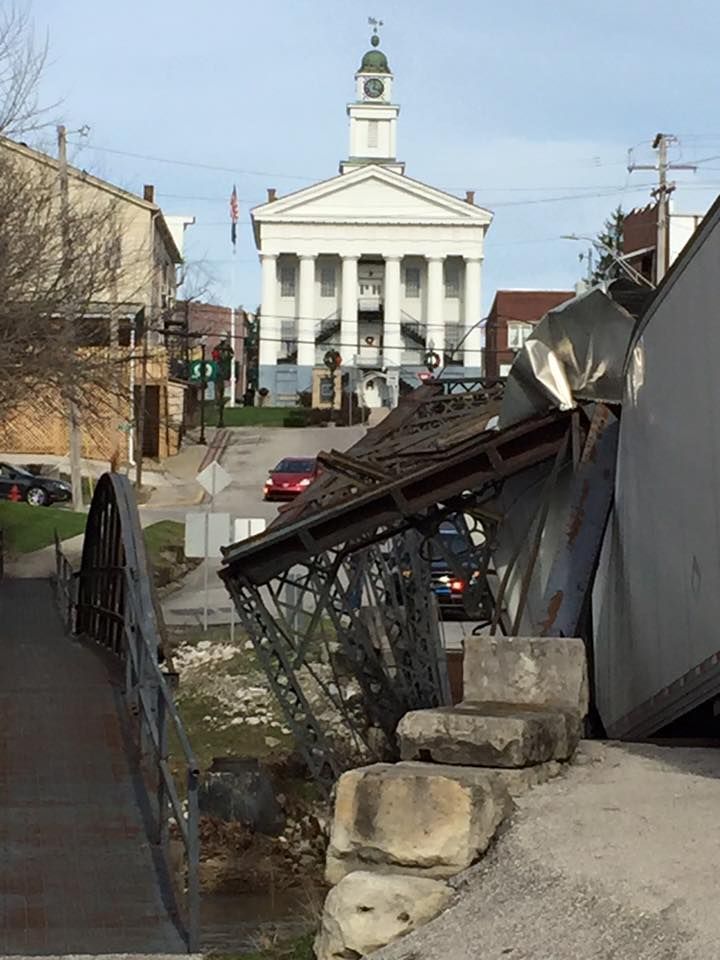 Truck wedges itself in Paoli bridge, causing it to collapse WDRB 41