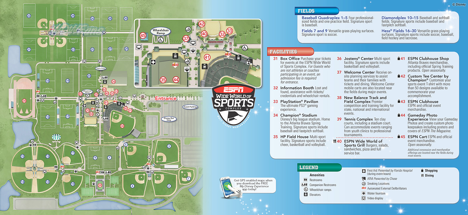 2013 ESPN Wide World of Sports Park Map Walt Disney World Park Maps