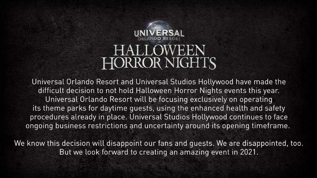 Breaking: Halloween Horror Nights Cancelled Due To Covid-19 Pandemic Concerns At Universal Orlando Resort And Universal Studios Hollywood - Wdw News Today