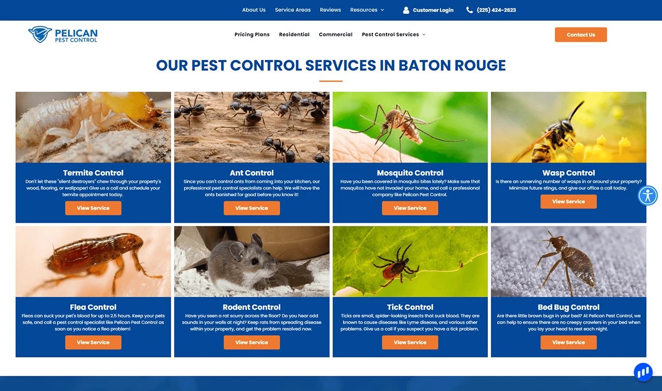 Pelican Pest Control Baton Rouge site Design Project Completion