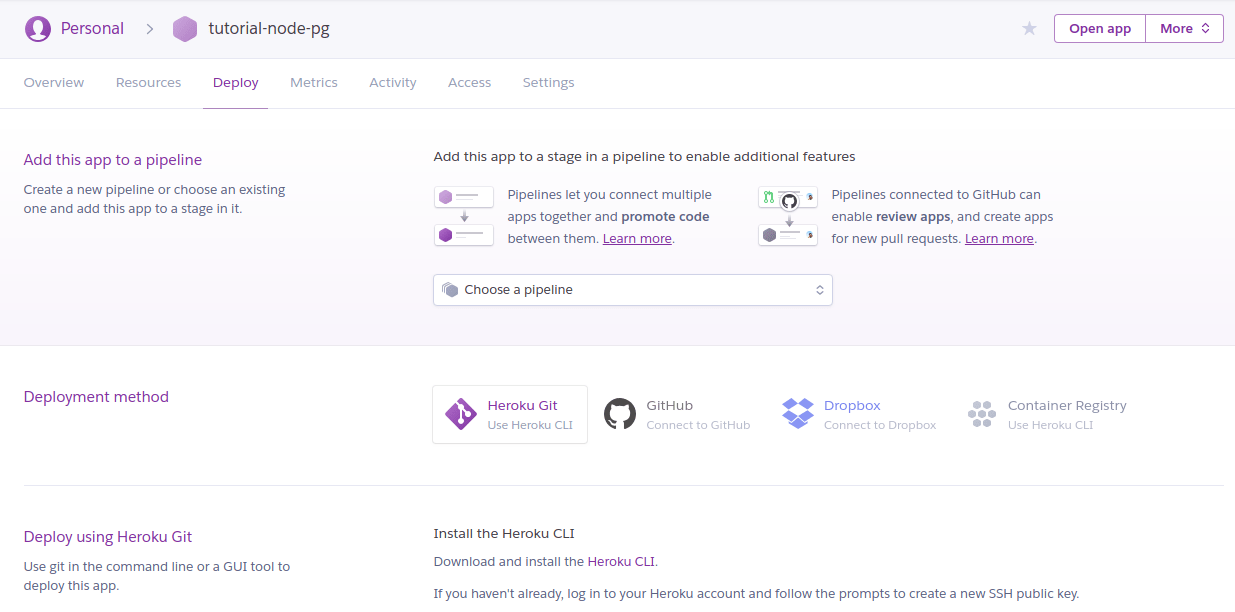 Deploy Node.js with PostgreSQL to Heroku using Addons