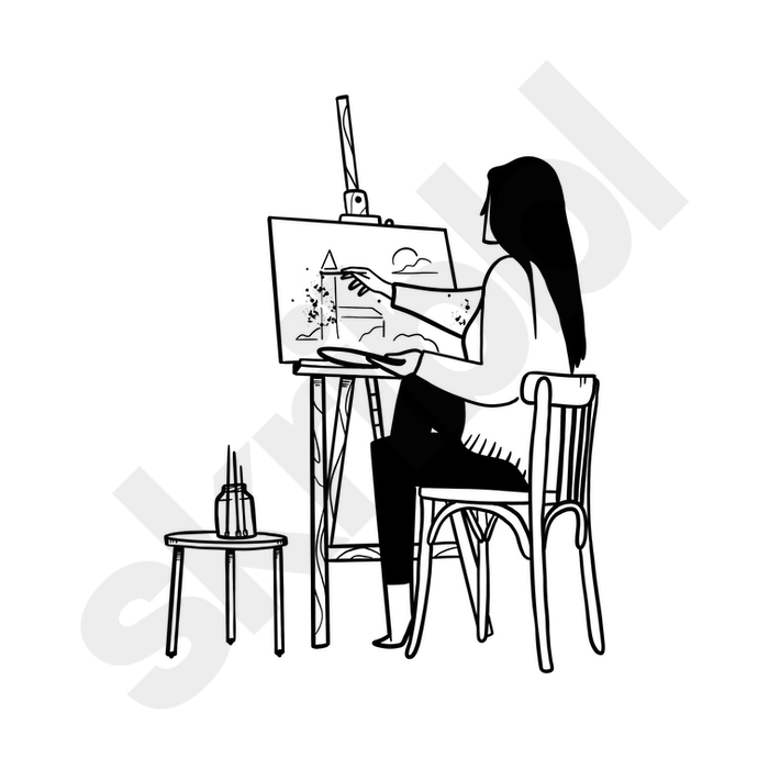 Premium 'Easel Painting' Illustration Art World