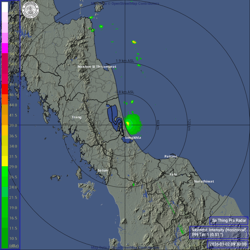 TMD Weather Radar Loop เรดาร์ฝนสงขลา เรดาร์สงขลา สงขลา เรดาร์ เรด้า ภาค